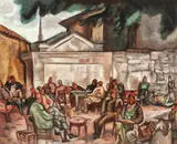 Iosif Iser, Cafeneaua din Bazargic, 1920, ulei pe pânză