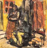 Corneliu Baba, Odihnă, 1945, acuarelă și tuș pe hârtie