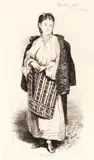 Theodor Aman, Ţărancă din Vlasca, 1874, acvaforte şi gravură cu acul