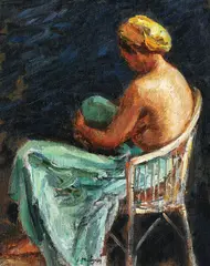 Odaliscă by Samuel Mützner, ulei pe pânză lipită pe carton, sold Mar 2018
