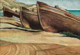 Dimitrie Sevastian, Bărci la Balcic, 1929, ulei pe carton