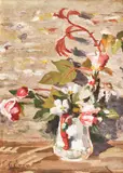 Lalele și flori de măr by Nicolae Enea, ulei pe carton, offered Mar 2018
