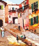 Stradă în Italia by Rudolf Négely, 1935, ulei pe pânză, sold Mar 2018