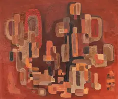 Forme by George Saru, 1967, ulei pe pânză, sold Mar 2018