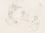 Muzicanți by Constantin Piliuță, 1979, peniţă pe hârtie, sold Mar 2018