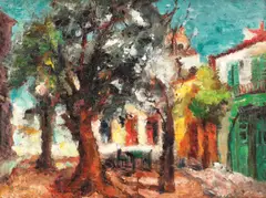 Ion Țuculescu, Piațetă din Cassis, 1937, ulei pe pânză