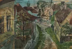 Case în București by Aurel Cojan, 1957, ulei pe hârtie lipită pe carton, sold Mar 2018