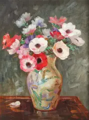 Anemone by Pierre Auguste Bellet, ulei pe pânză, sold Mar 2018