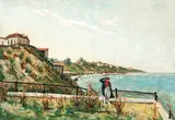 Faleză la Constanța by Nicolae Petrescu Mogoş, 1925, ulei pe placaj, sold Mar 2018