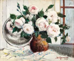 Sile Ionescu, Bujori, 1936, ulei pe placaj