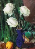 Crizanteme by Leon Biju, ulei pe carton, sold Mar 2018