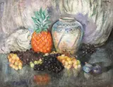 Mihail Simonidy, Natură statică cu ananas și struguri, 1930, ulei pe pânză