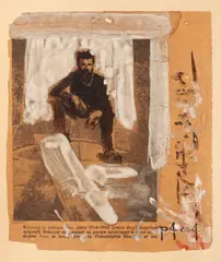 Brâncuși by Ion Pacea, guașă pe ilustrație de ziar, sold Mar 2018