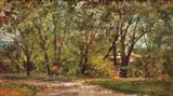 Theodor Aman, Plimbare în parc, 1875-1880, ulei pe lemn