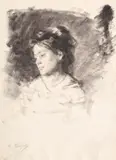 Nicolae Grigorescu, Visare (Portretul Zettinei Urechia), cărbune pe hârtie