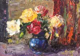 Trandafiri by Rudolf Négely, ulei pe carton, sold Feb 2018