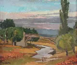 Peisaj by Adam Bălţatu, ulei pe carton, offered Feb 2018