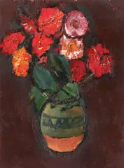 Corneliu Baba, Crizanteme, 1967, ulei pe pânză lipită pe carton