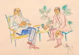 Constantin Piliuță, Maestrul și ucenicul, 1993, acuarelă și peniță pe hârtie
