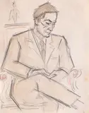 Theodor Pallady, Portretul unui colecționar, creion și acuarelă pe hârtie