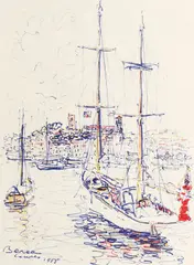 Dimitrie Berea, Port la Cannes, 1955, cromolitografie