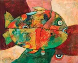 Peşte by Harry Guttman, ulei pe pânză, sold Feb 2018