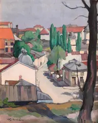 Richard Mayol, Stradă din București, ulei pe carton