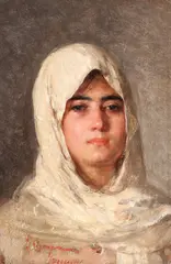 Nicolae Grigorescu, Țărăncuță cu năframă albă, ulei pe lemn