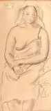 Nicolae Tonitza, Odaliscă, 1938, creion și laviu pe hârtie lipită pe carton