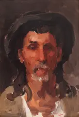 Nicolae Grigorescu, Portret de ţăran (Matei Rudaru), ulei pe lemn