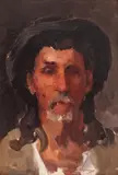 Portret de ţăran (Matei Rudaru) by Nicolae Grigorescu, ulei pe lemn, sold Feb 2018