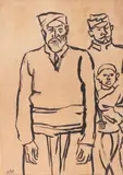 Trei generaţii by Iosif Iser, tuş pe hârtie, sold Feb 2018