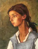 Studenta by Camil Ressu, ulei pe carton, sold Feb 2018