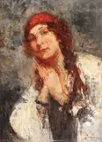 Eustațiu Stoenescu, Lucia Sturza Bulandra, în rol oriental, ulei pe pânză