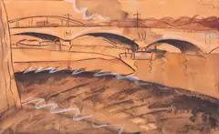 Alexandru Phoebus, Pod pe Sena, 1920, acuarelă pe hârtie