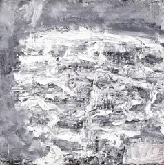 Horia Damian, Composition grise et blanche, 1958, ulei pe pânză