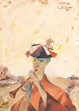 Liviu Suhar, Trompetist, 1982, ulei pe carton