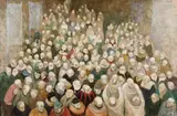 Camelia Matei, Adunare, 1985, ulei şi creion pe pânză
