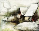 Iarnă by Gheorghe Vrăneanțu, 1978, ulei pe pânză, sold Jan 2018