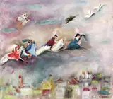 Cavaleri și fluturi by Margareta Sterian, ulei pe carton, sold Jan 2018