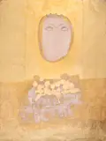 Sultana Maitec, Portretul doamnei M, 1968, foiţă de aur şi ulei pe placaj