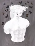 Magda Pelmuş, Dionysus, 2011, acrilic, creion si colaj pe hartie