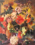 Mircea Maurice Novac, Les fleurs de bonheur (based on Theodor van Brussel), 2017, ulei pe pânză