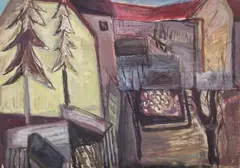 Colaj by Aurel Cojan, ulei și creion pe hârtie, offered Jan 2018