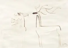 Animale celeste by Sabin Bălașa, cariocă pe hârtie, sold Dec 2017