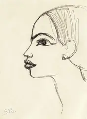 Muză by Sabin Bălașa, pix pe hârtie, sold Dec 2017