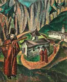 Corneliu Michăilescu, Chemarea la rugăciune, cca. 1926, ulei pe carton