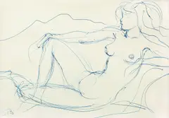 Nimfă by Sabin Bălașa, pix pe hârtie lipită pe carton, sold Dec 2017