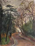 Iosif Iser, Plimbare prin Buttes Chaumont, 1933, guașă pe hârtie