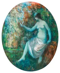 Pacea din grădină by Nicolae Gropeanu, pastel pe hârtie lipită pe carton, offered Dec 2017
